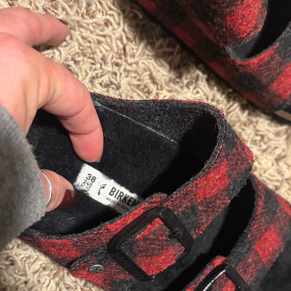 Birkenstock Buffalo plaid/fur sandles - Picture 5 of 5